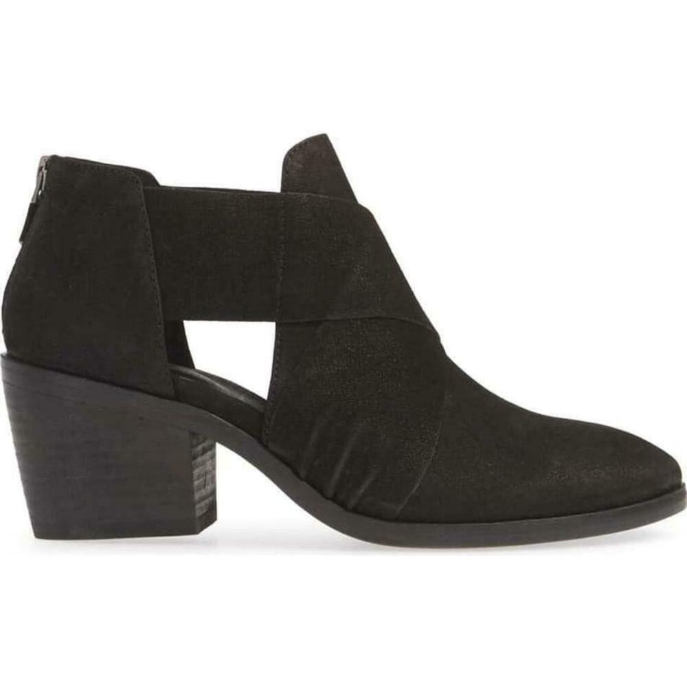 Eileen Fisher Vero Cuoio Alas Black Suede Cut Out Ankle Booties Womens Size 8.5